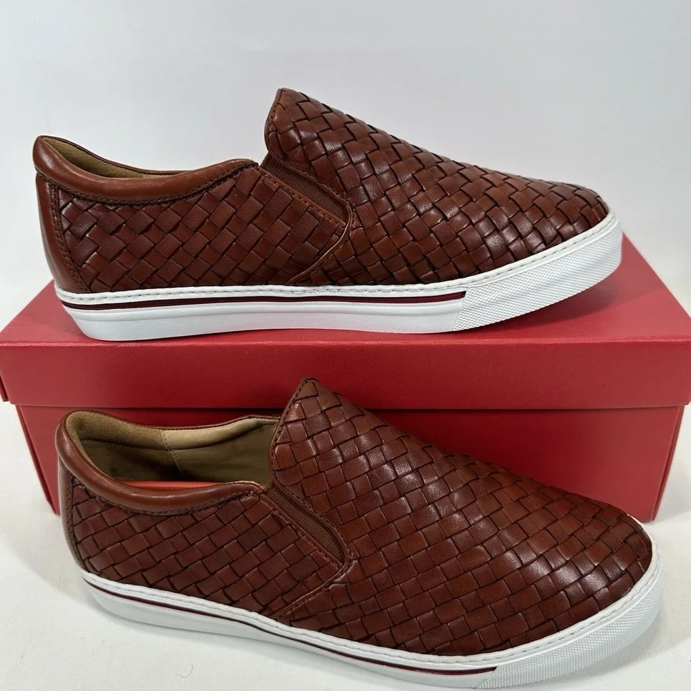 Robert Zur James Woven Slip-on Shoes Men's Size 10.5 M Luggage Brown